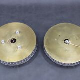 1970s Carl Fagerlund Pair of Brass and Glass Ceiling Lamps, Sweden
