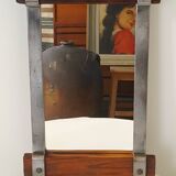 Handcrafted mirror in wood and wrought iron 1950