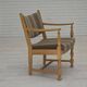 1970s, pair of Scandinavian armchairs, furniture wool, solid oak wood.