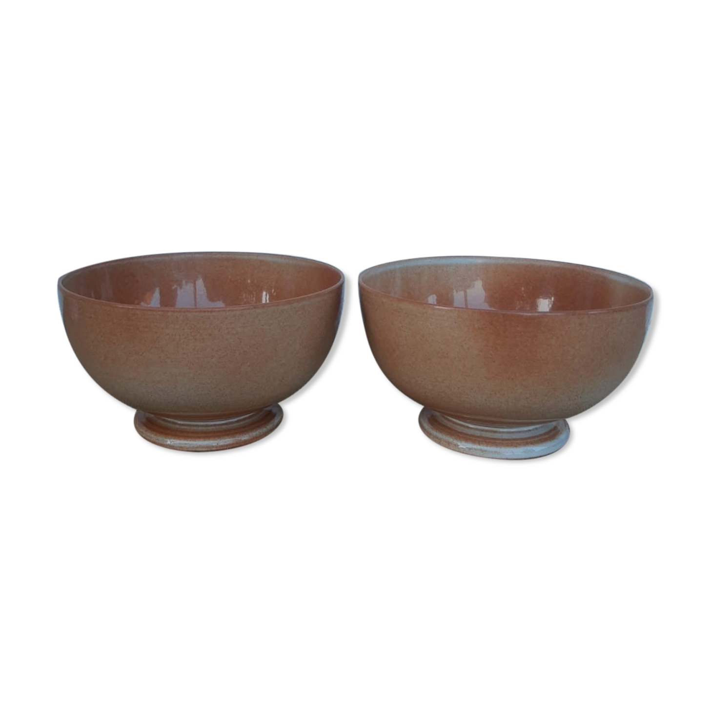 Two piedouche bowls in montgolfier glazed sandstone France