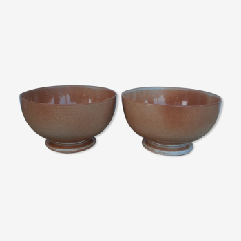 Two piedouche bowls in montgolfier glazed sandstone France