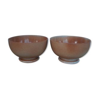 Two piedouche bowls in montgolfier glazed sandstone France