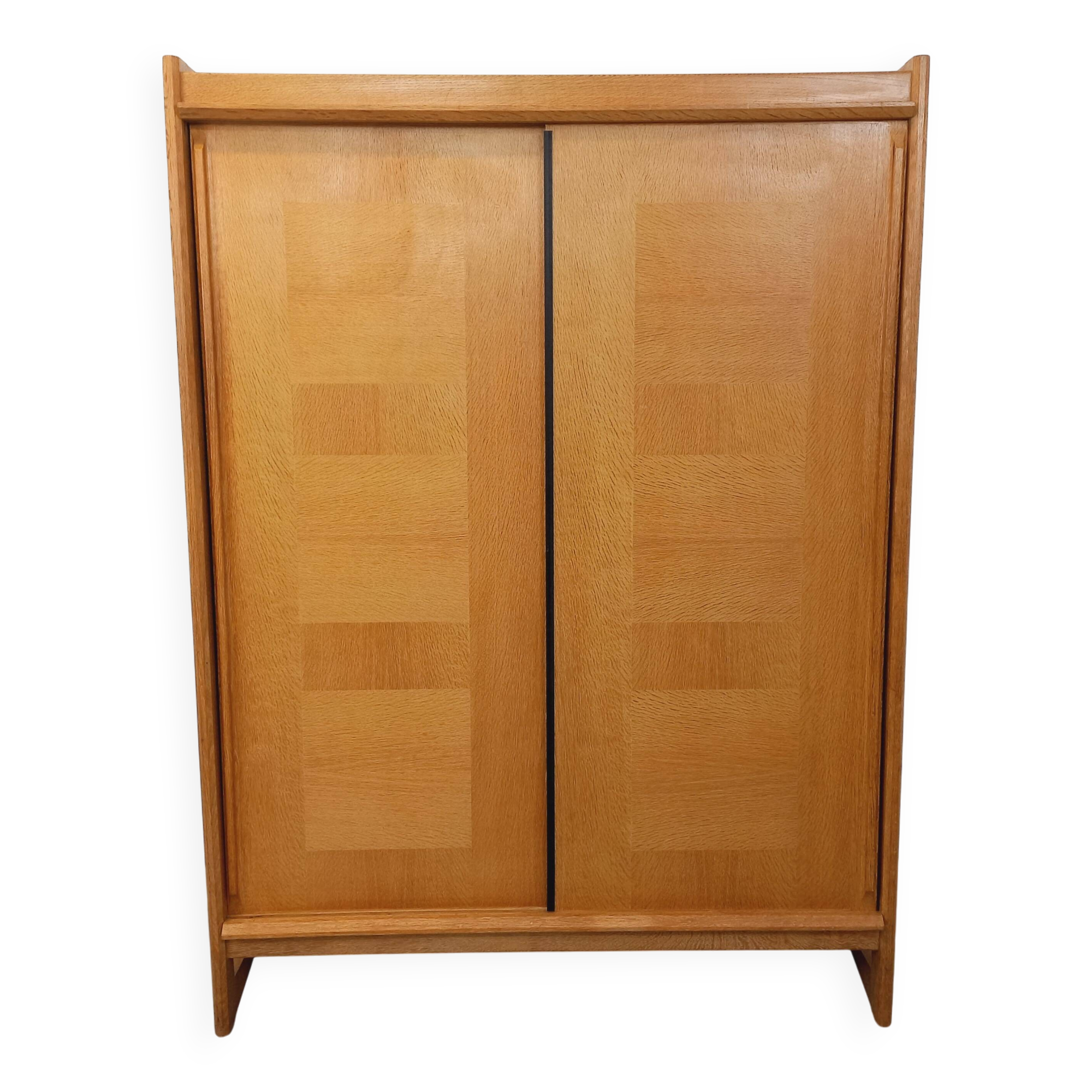 Vintage Guillerme et Chambron wardrobe in solid oak from the 60s