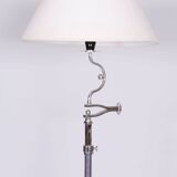 Czech Bauhaus Floor Lamp, Textile Lamp Shade, Chrom-Plated Steel, 1920s