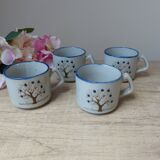 Vintage Taiwan Coffee Set, 6 Pieces, 1 Coffee Pot, 4 Cups, 1 Milk Jug, Tree of Life Pattern