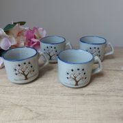 Vintage coffee service from Taiwan, 6 pieces, 1 coffee pot, 4 cups, 1 milk jug, tree of life pattern.