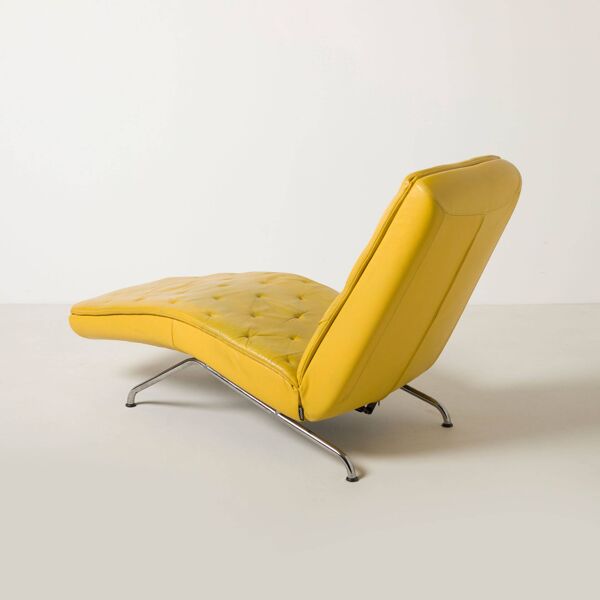 Chaise de style Mid-Century / Moderniste / Bauhaus en cuir jaune et chrome