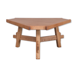 Brutalist oak mid-century triangular dining table