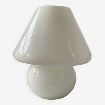Lampe champignon vintage vetri murano 1970 en verre blanc