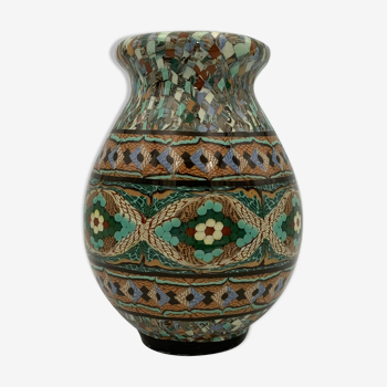 Vintage vase jean gerbino, vallauris - ceramic "mosaic of mixed earths" - 1950s