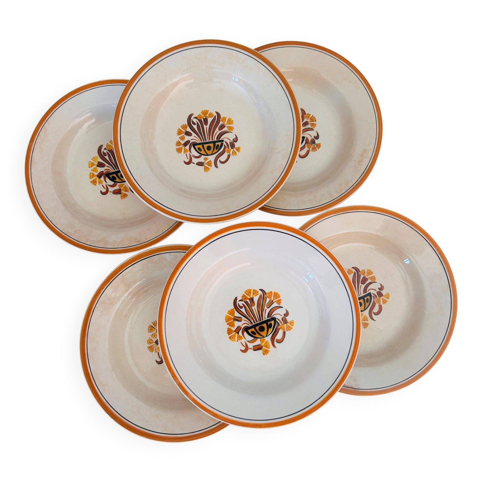 6 Deep Plates, Creil and Montereau – Pansy Model.
