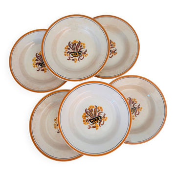 6 Deep Plates, Creil and Montereau – Pansy Model.