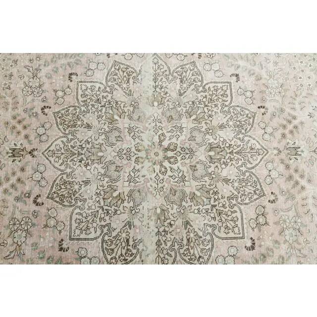 1970s Vintage Persian Handmade Wool Cotton Beige Area Rug 287x367