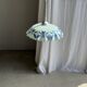 Vintage suspension in white and blue glass with wavy edge D46 H53