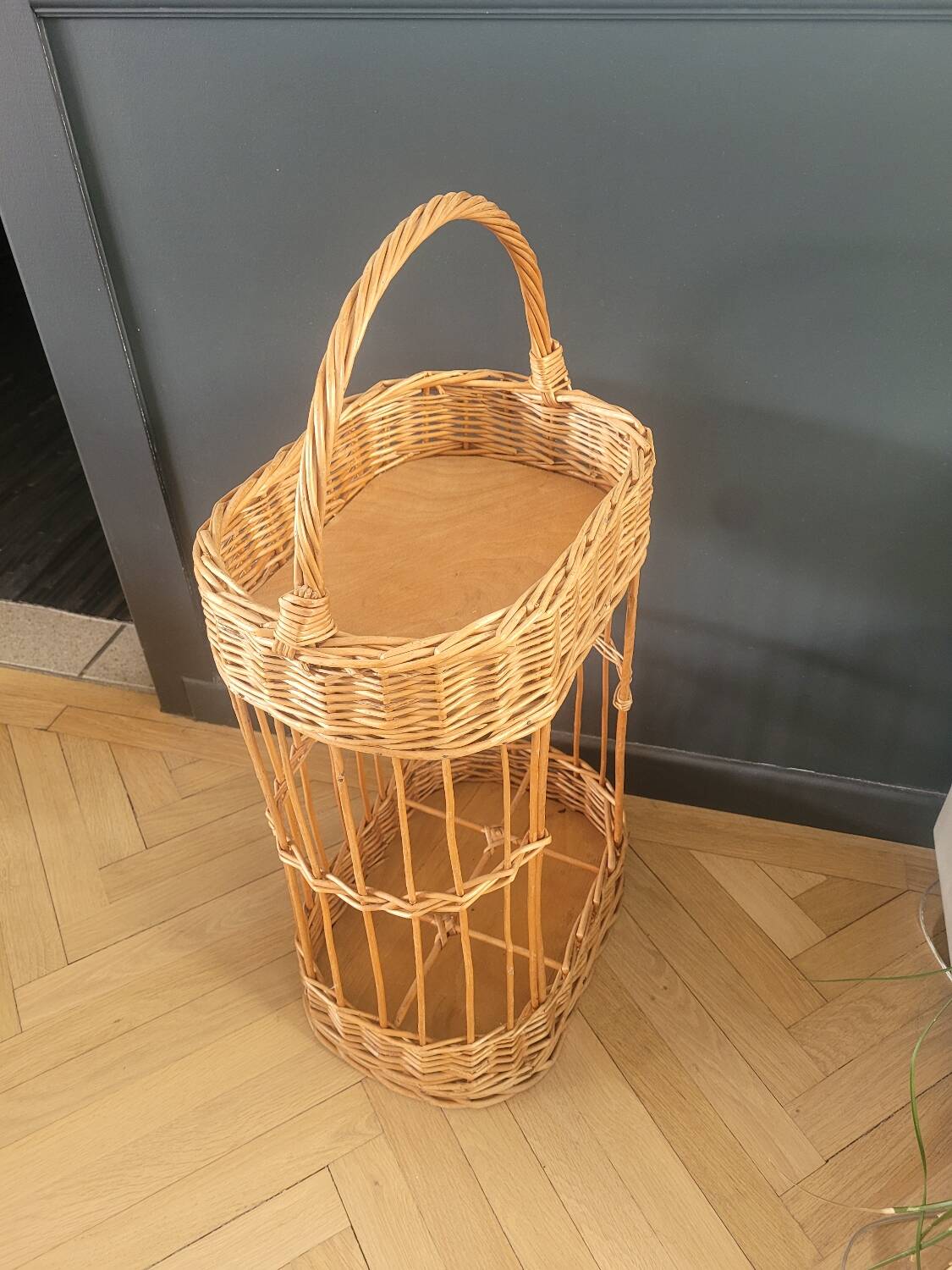 Rattan serving trolley
