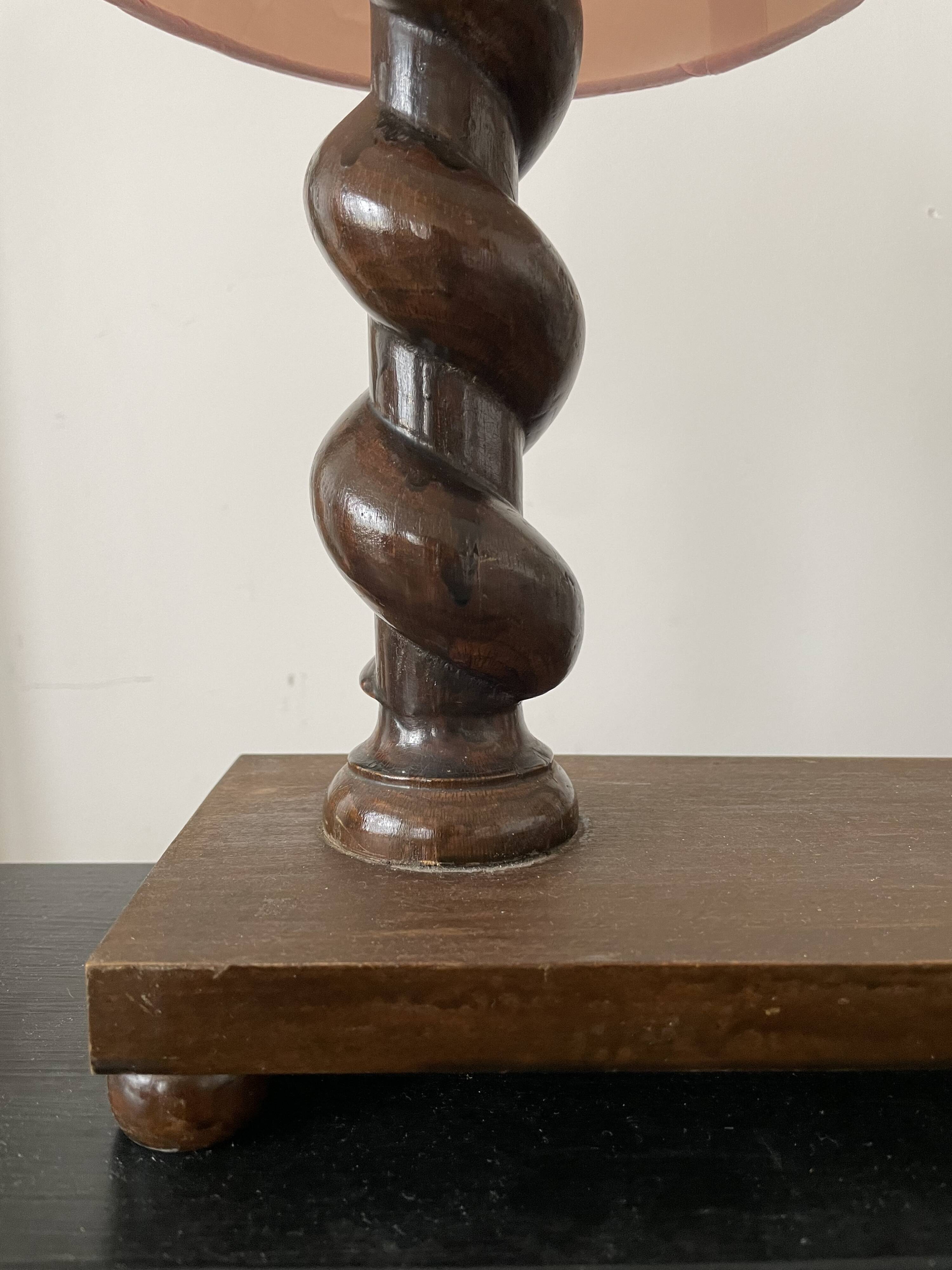 Old wooden table lamp