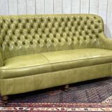 3-seater Chesterfield sofa in olive green leather