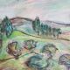 Oil pastel, notebook of a traveler in Tuscany 01, 31 x 24 cm