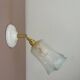 Vintage tulip wall lamp in white and blue frosted glass