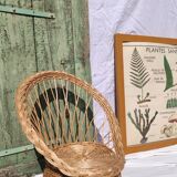 Vintage braided wicker armchair