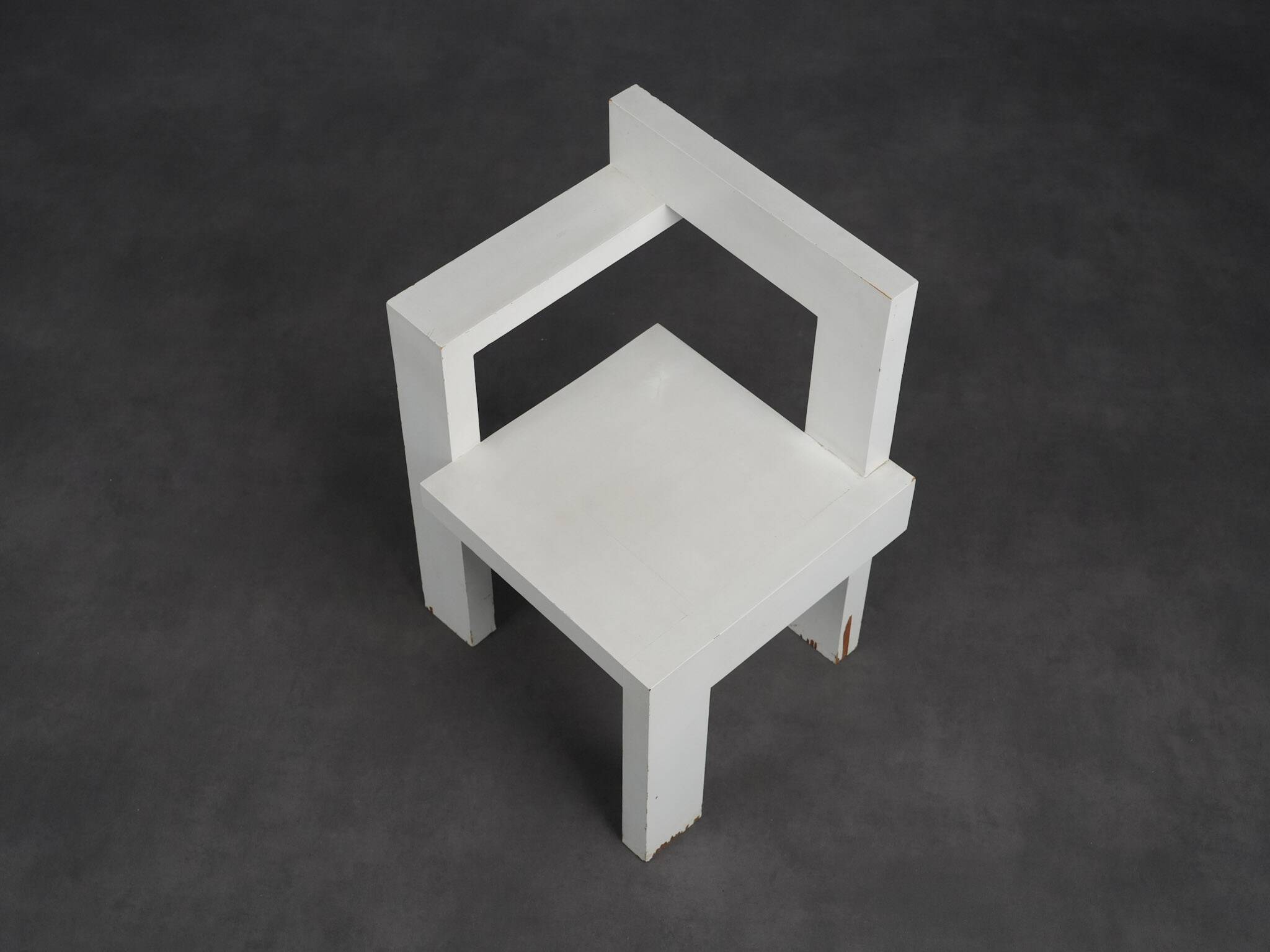 Asymmetrical modernist wooden chair, Netherlands, 1970s