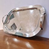 Lino Sabattini, large rectangular tray in silver metal from the 70s