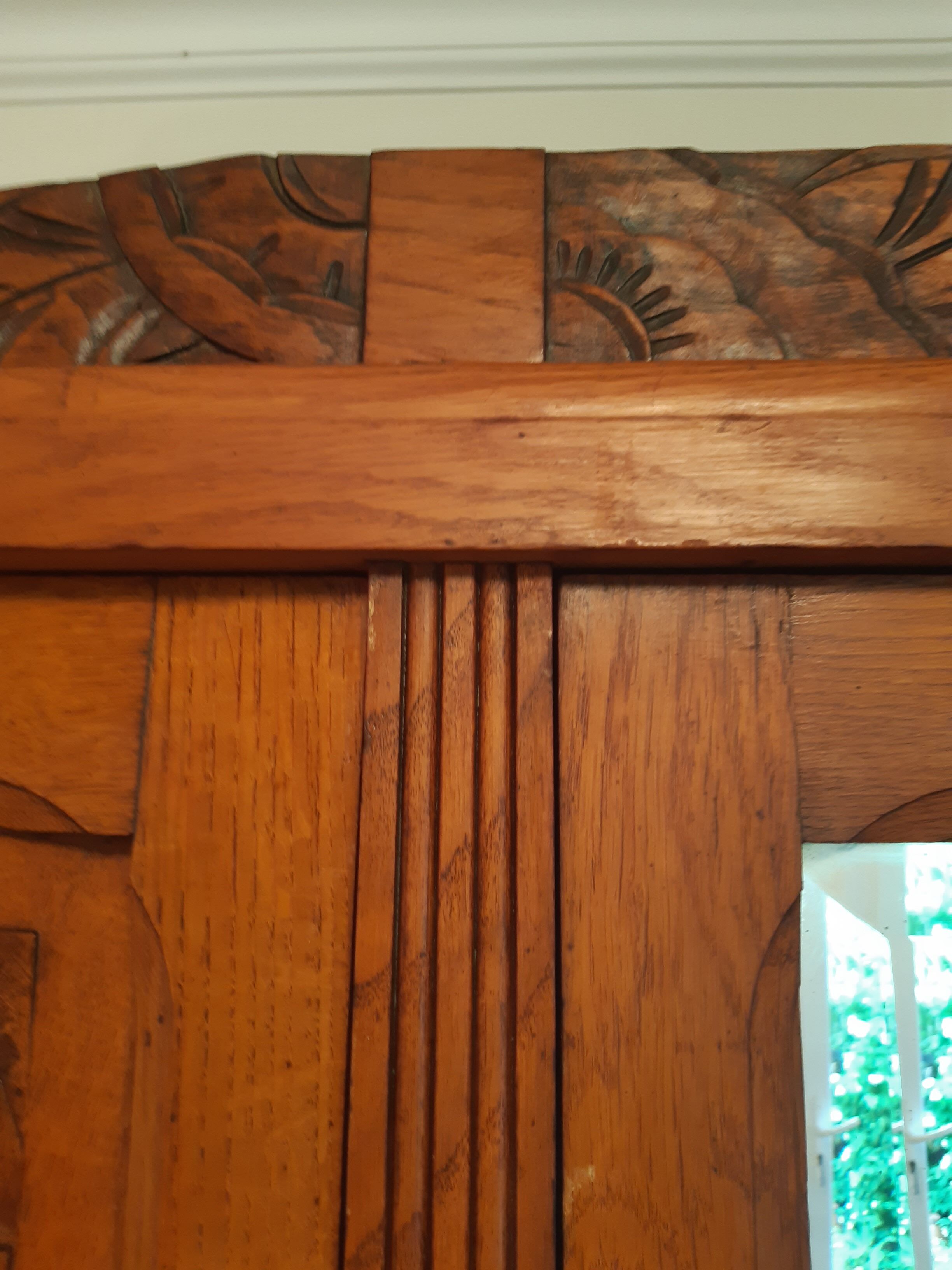 3-door Art Deco Parisian wardrobe and bevelled mirror