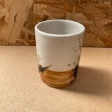 Antique Pot Cup Pottery Dove Stoneware Beige Brown Vintage