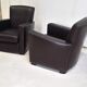 Pair of leather club armchairs