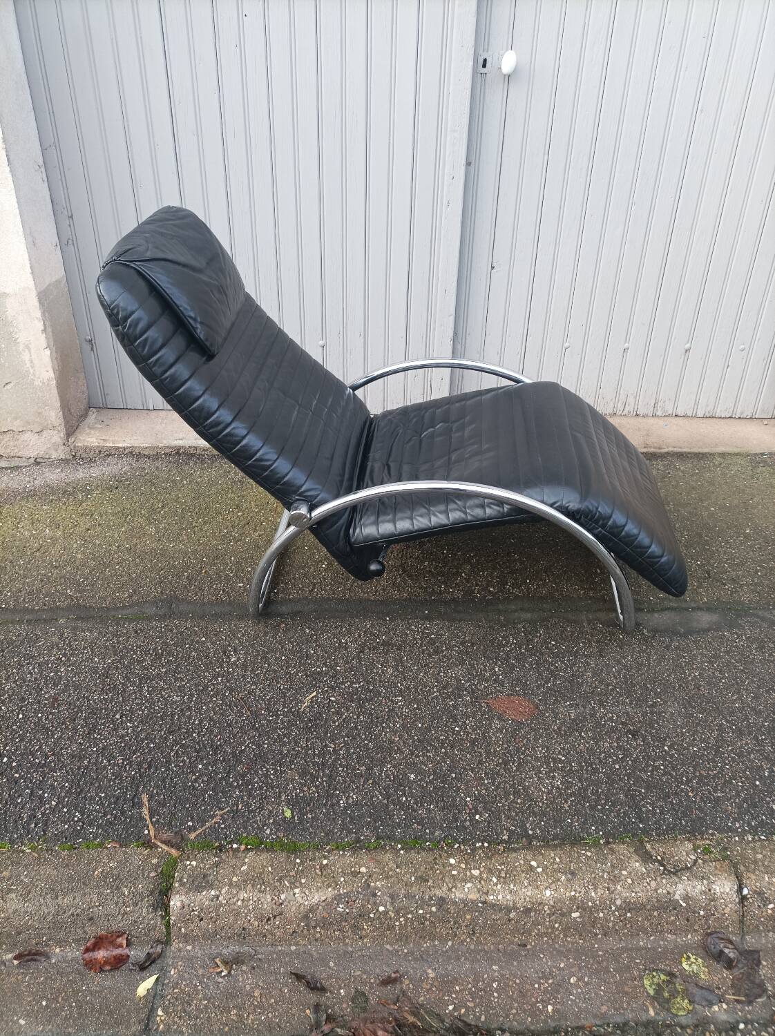 Vintage black leather armchair