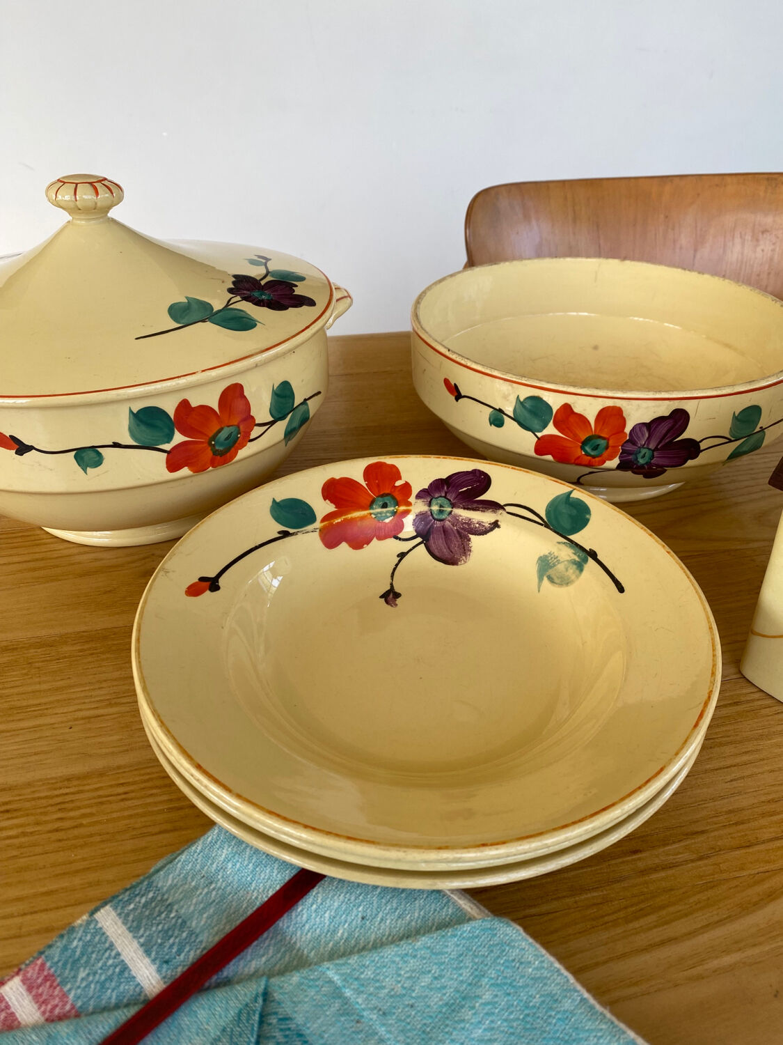 Salad bowl earthenware Sarreguemines model Ginette
