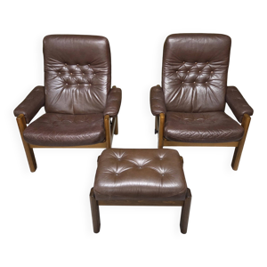 Paire de fauteuils cuir