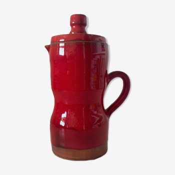 Red ceramic pitcher