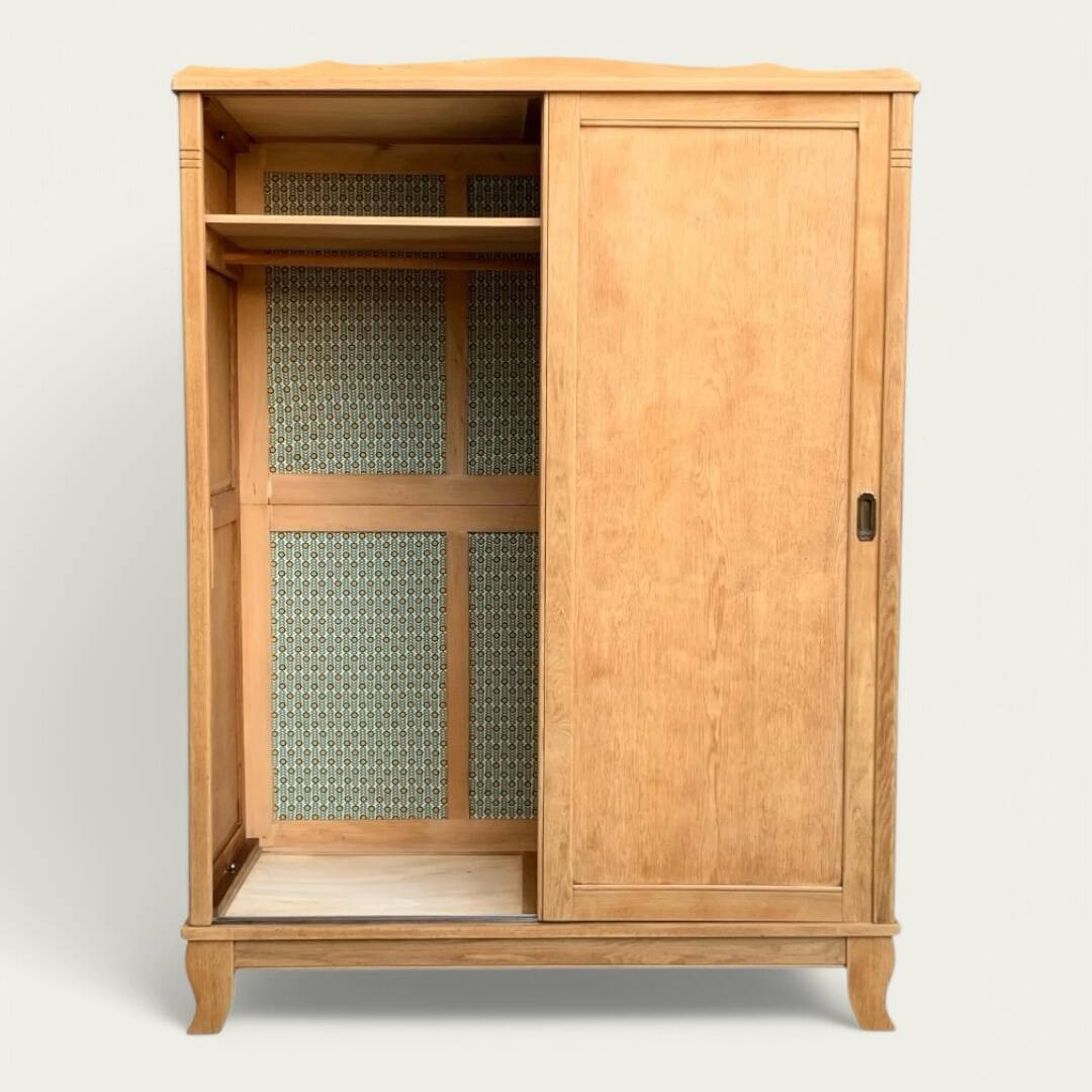 Parisian art deco wardrobe sliding doors solid raw oak