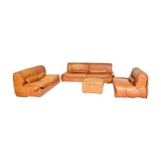 LIVING ROOM SET SOFAS AND ARMCHAIRS LEATHER 70' YEARS