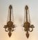 Important Pair of Gilded Carved Wood Wall Lights with Crystal Garlands