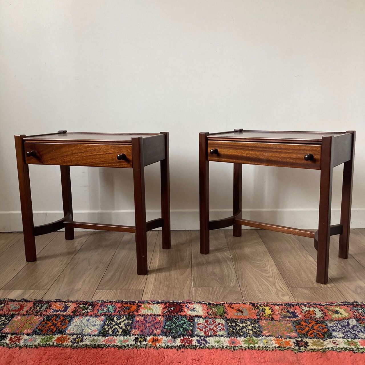 Pair of walnut bedside tables