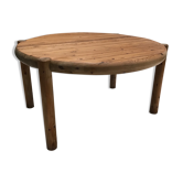 Brutalist pine extendable round dining table by Rainer Daumiller for Hirtshals Savvaerk 1970s