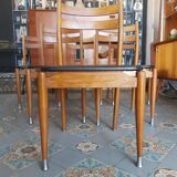 6 vintage leatherette chairs and wood