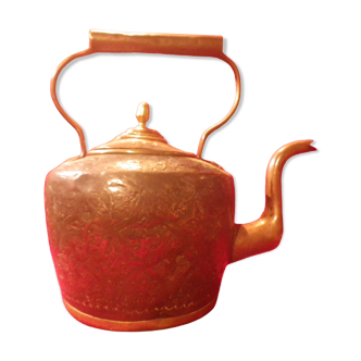 Large handcrafted oriental decorative kettle in copper and brass