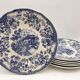 6 Flat blue blue plates "Flowers"