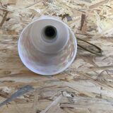 Ancienne Suspension Opaline Blanche + Décor Jaune Orange Années 70 Vintage