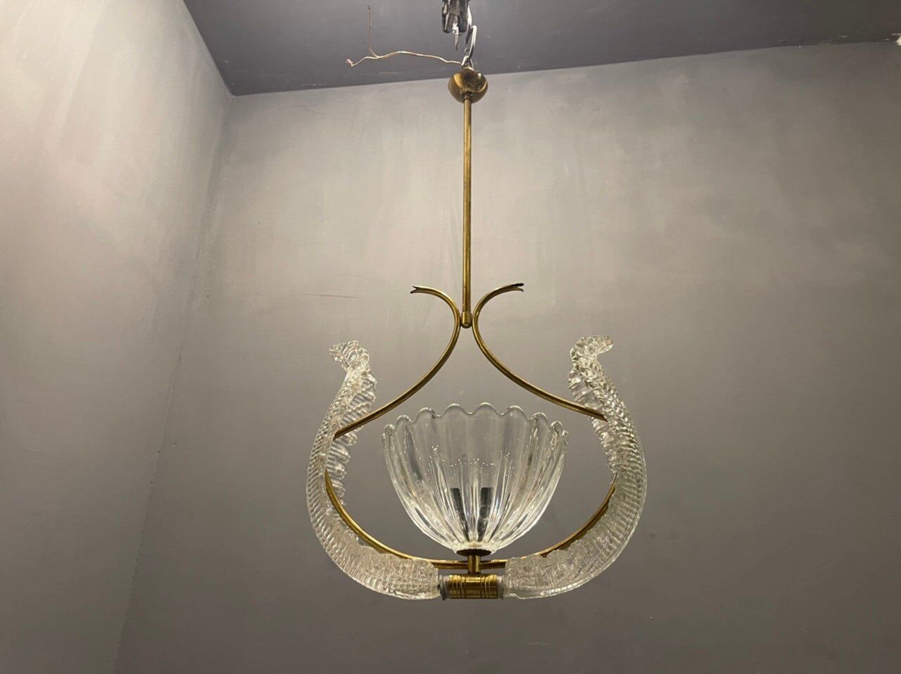 Murano glass light pendant by Ercole Barovier, 1940s
