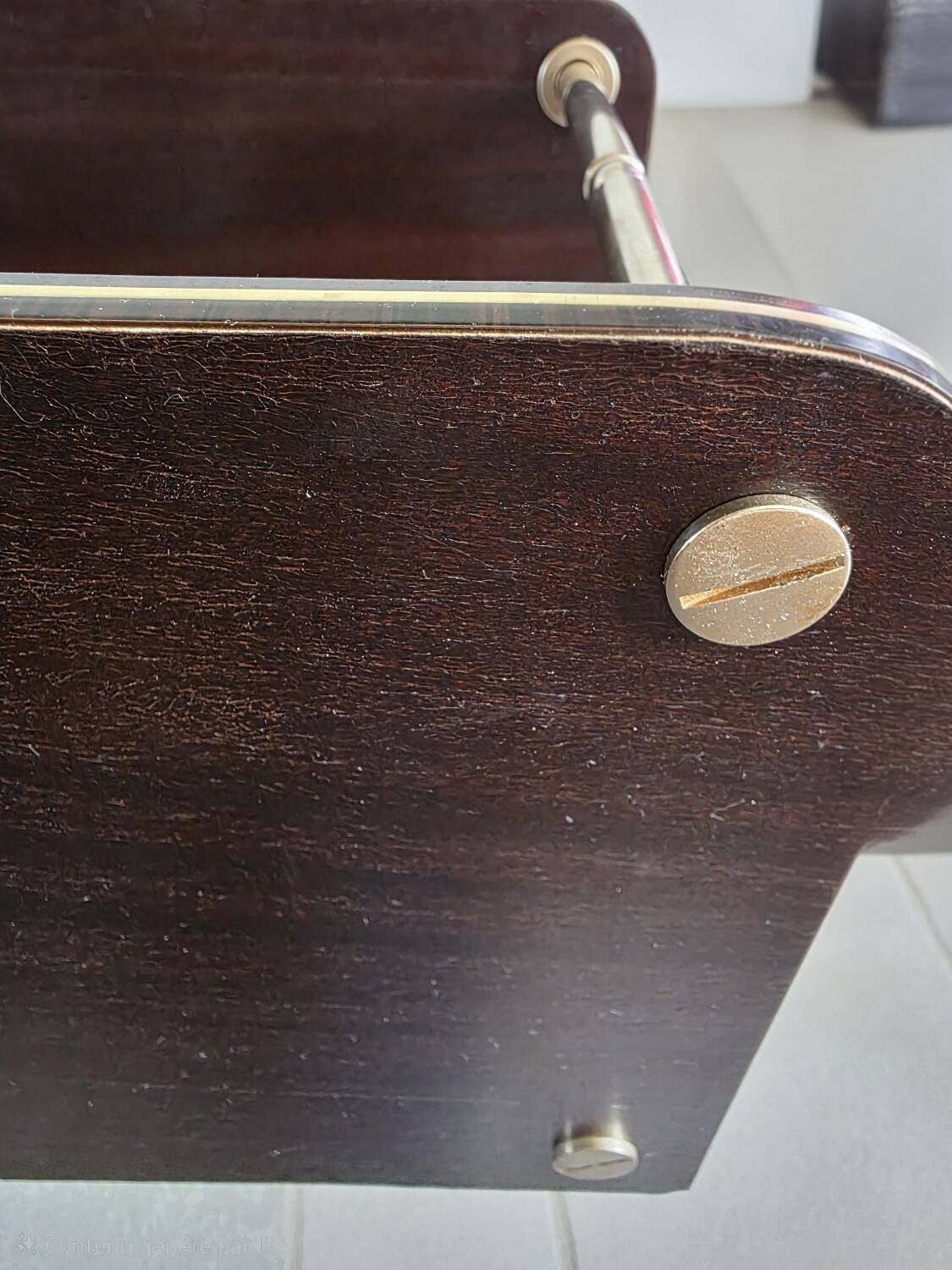 Wooden shelf with gold metal