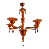 Orange Translucent Glass Chandelier, Contemporary Design