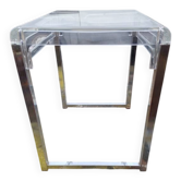Table basse vintage chrome et plastique transparent