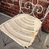 Wrought iron garden set painted white