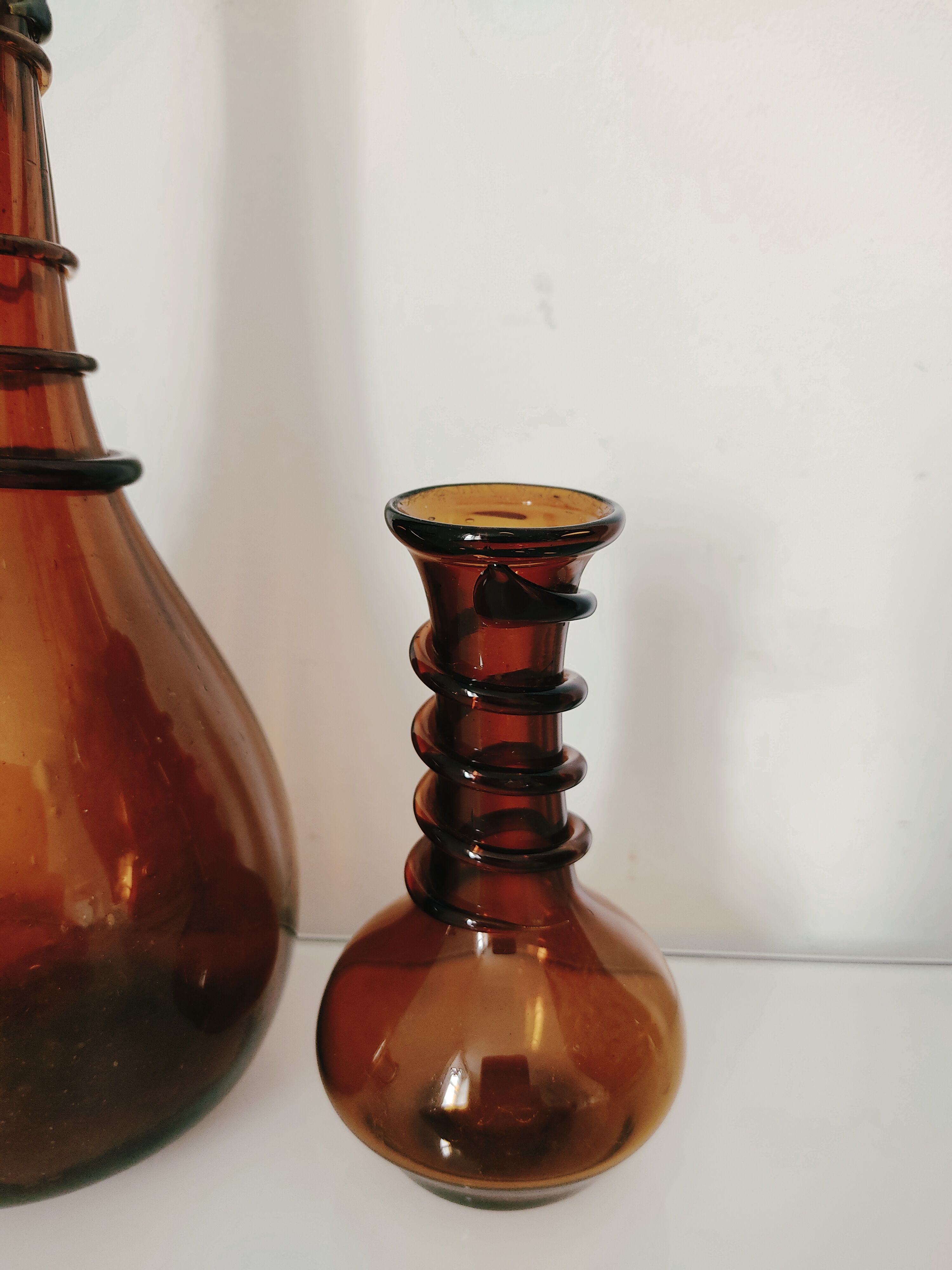 Murano, set of two brown blown glass vases