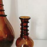 Murano, set de deux vases en verre soufflé brun