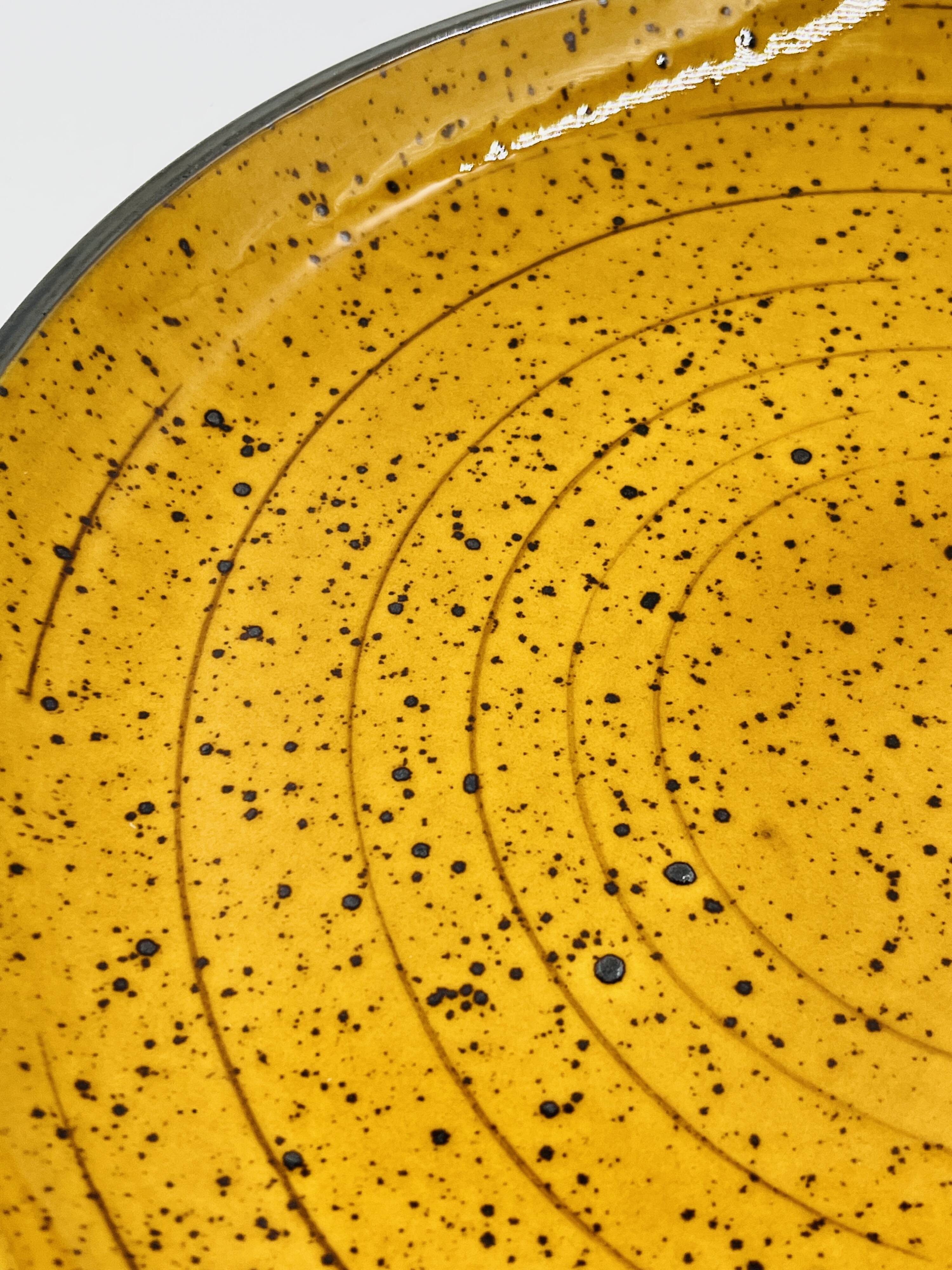 Vintage speckled yellow Palma plate Boch La Louvière